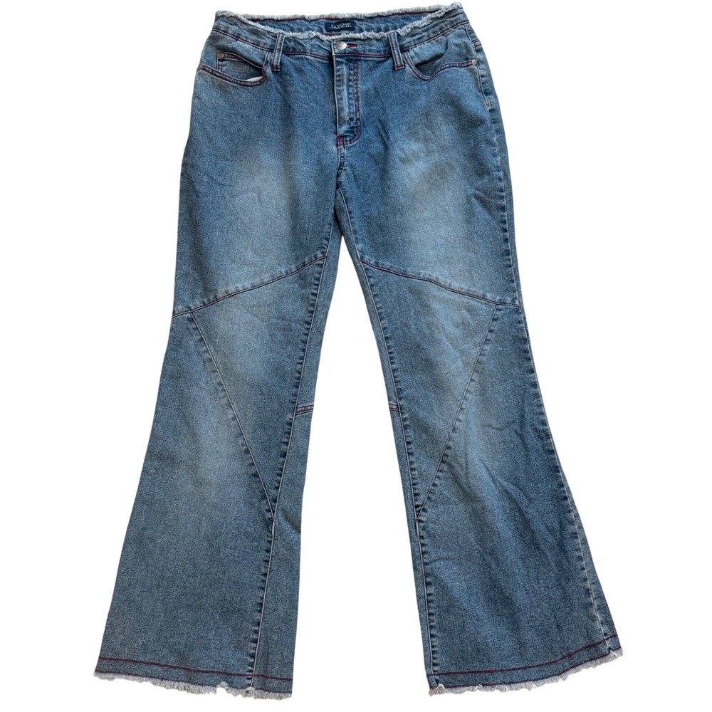 Jazzie Wide Leg Flare Jeans Size 13/14 Raw Hem Retro‎ Pants Western Y2K Vibes